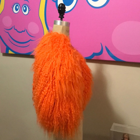 Krizia Orange Mongolian Fur Bolero Jacket - Picture 4 of 8